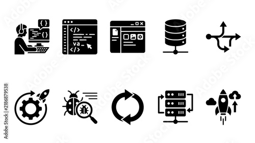 Software Development and Web Programming Icons Set