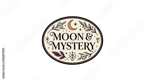Boho Celestial Moon and Mystery Badge Logo Design