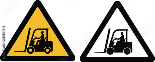 Forklift sign triangle warning alert hazard safety with forklift