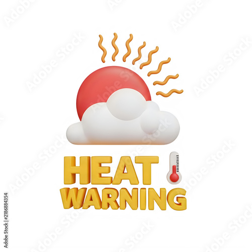 Heat warning weather icon with sun and fire isolated on transparent background