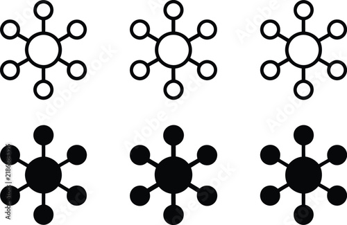 Network icon diagram showing interconnected circular node patterns