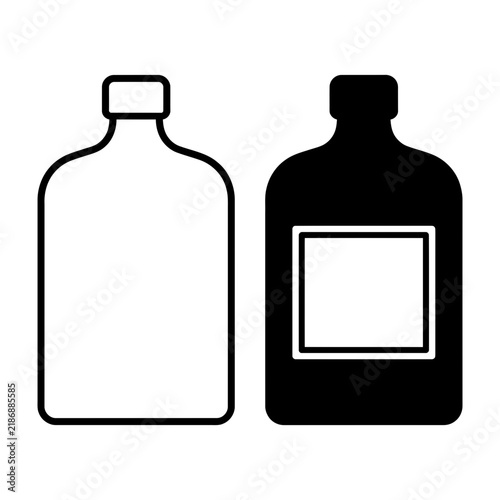 Black and White Bottle Outline with Label Space for Packaging Design