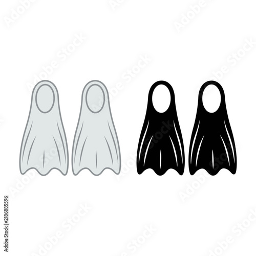 Black and White Swim Fins Set for Diving and Swimming