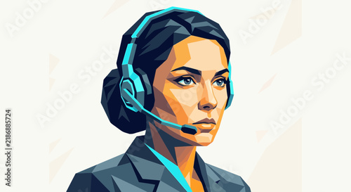 Customer Service Woman with Headset, Professional Support Agent Portrait