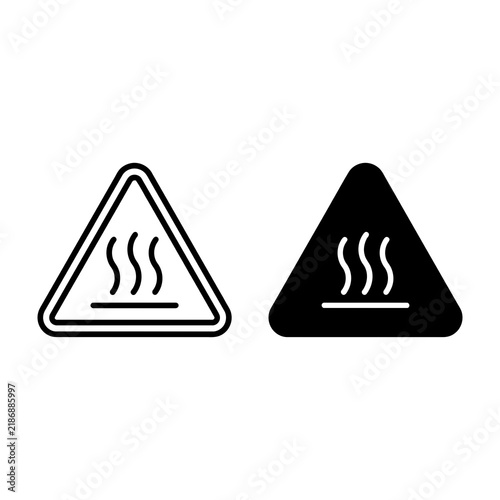 Warning heat signs icons triangle steam