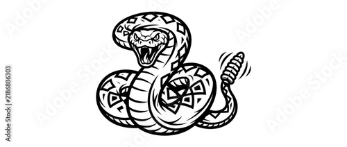 Fierce Rattlesnake coiled, ready to strike, isolated