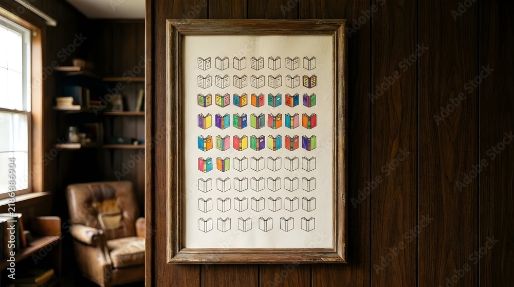 Obraz premium Reading Challenge Chart With Book Icons
