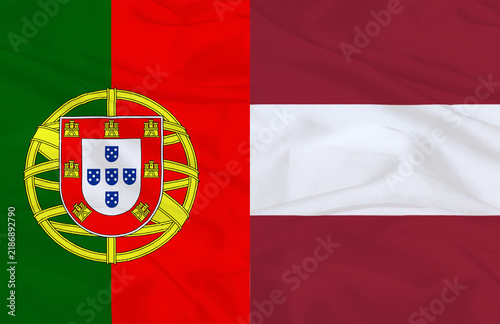 Portugal and Latvia National Flags Side by Side