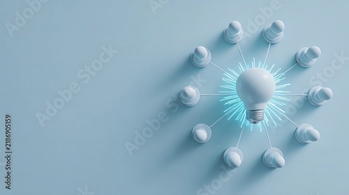 Light bulb innovation concept on blue background.