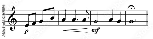 Minimalist vector illustration of a musical staff with a set with simple line art design featuring outline, illustration, graphic elements with clean design and vector art