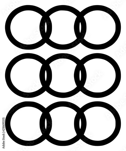 Minimalist vector illustration of three rows of three inte set with simple line art design featuring outline, illustration, graphic elements with clean design and vector art