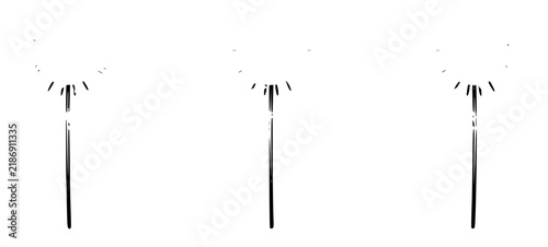 Minimalist vector illustration of three stylized dandelion set with simple line art design featuring line art, illustrations, graphic resources with vector and design elements