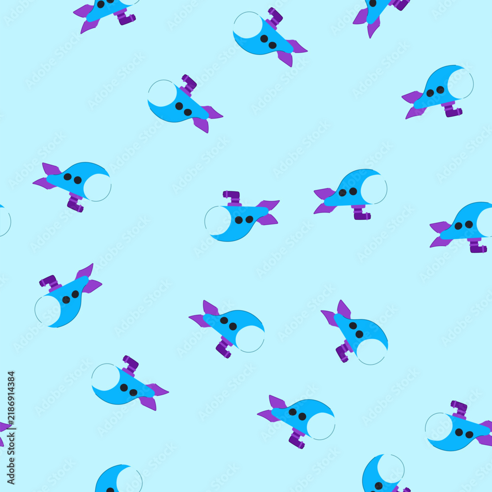Fototapeta premium pattern bathyscaphe submarine cartoon. ocean water, nature underwater, military adventure bathyscaphe submarine sign. seamless vector illustration