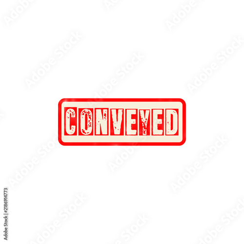 Red rubber stamp with the word convened in a rectangular frame used for official business and office documents