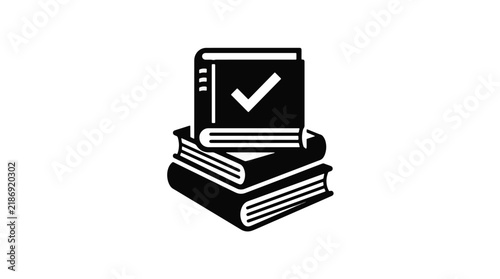 Books stacked together with a checkmark symbolizing approval, representing the importance of education and knowledge in a modern learning environment.
