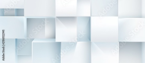 Abstract geometric background with white cubes and shadows.