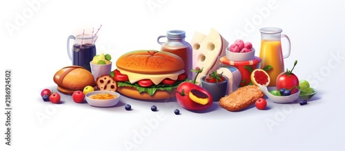 Delicious Assortment of Food and Drinks for a Wholesome Meal.