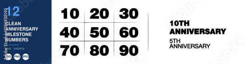 Anniversary Numbers Milestone Nameplate Design, Clean and Modern Style. Celebrating Years, Achievements, and Milestones