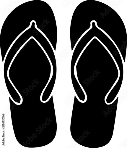 Foto Flip flops silhouette black sandals pair for casual summer footwear and pool beach walking