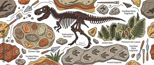 Dinosaur Fossil Excavation and Paleontology Elements