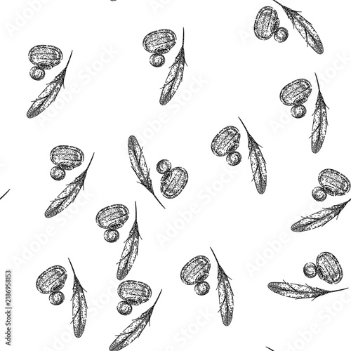 Bild auf Leinwand seamless pattern calligraphy inkwell hand drawn