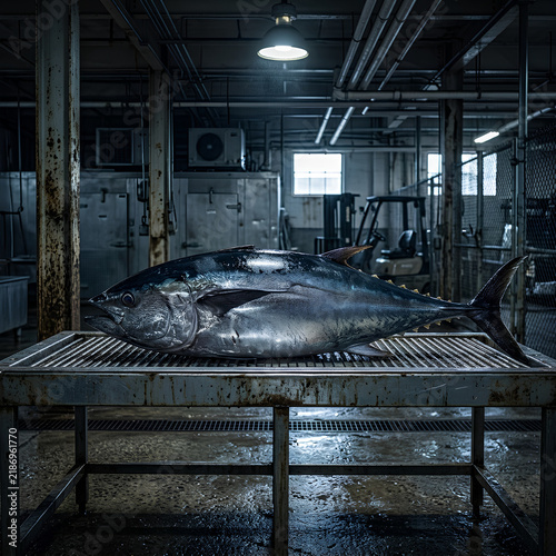 Industrial Fish Processing Facility with Large Fish.