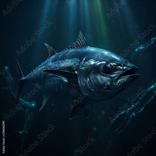 Large Deep Sea Fish with Sharp Features Underwater.