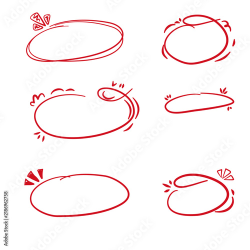 Hand-Drawn Red Oval Frames and Doodle Bubbles Collection for Text Emphasis, Graphic Design, and Presentation Highlights