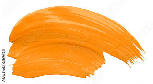 Shiny orange brush watercolor painting isolated on transparent background. watercolor png