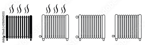 Radiator vector icon set in black color. Vector illustration