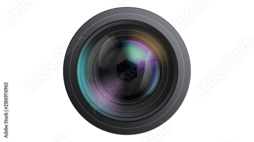 Bild auf Leinwand Camera Lens Close-Up Isolated on White Background for Professional Photography,