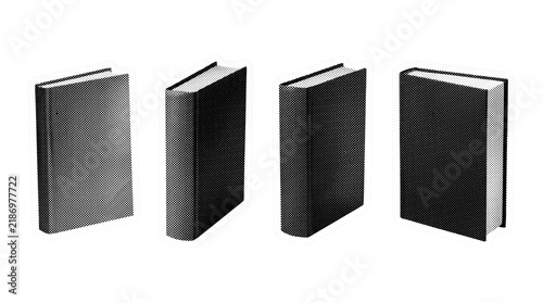 book retro halftone set , clean white border outline PNG