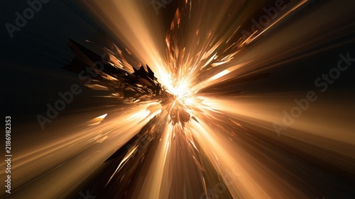 Explosion of Golden Light and Energy Bursting Outward.