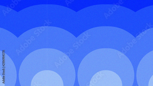 Quadro su tela Blue Scalloped Circles Pattern with Repeating Arch Shapes and Nested Gradient Ro