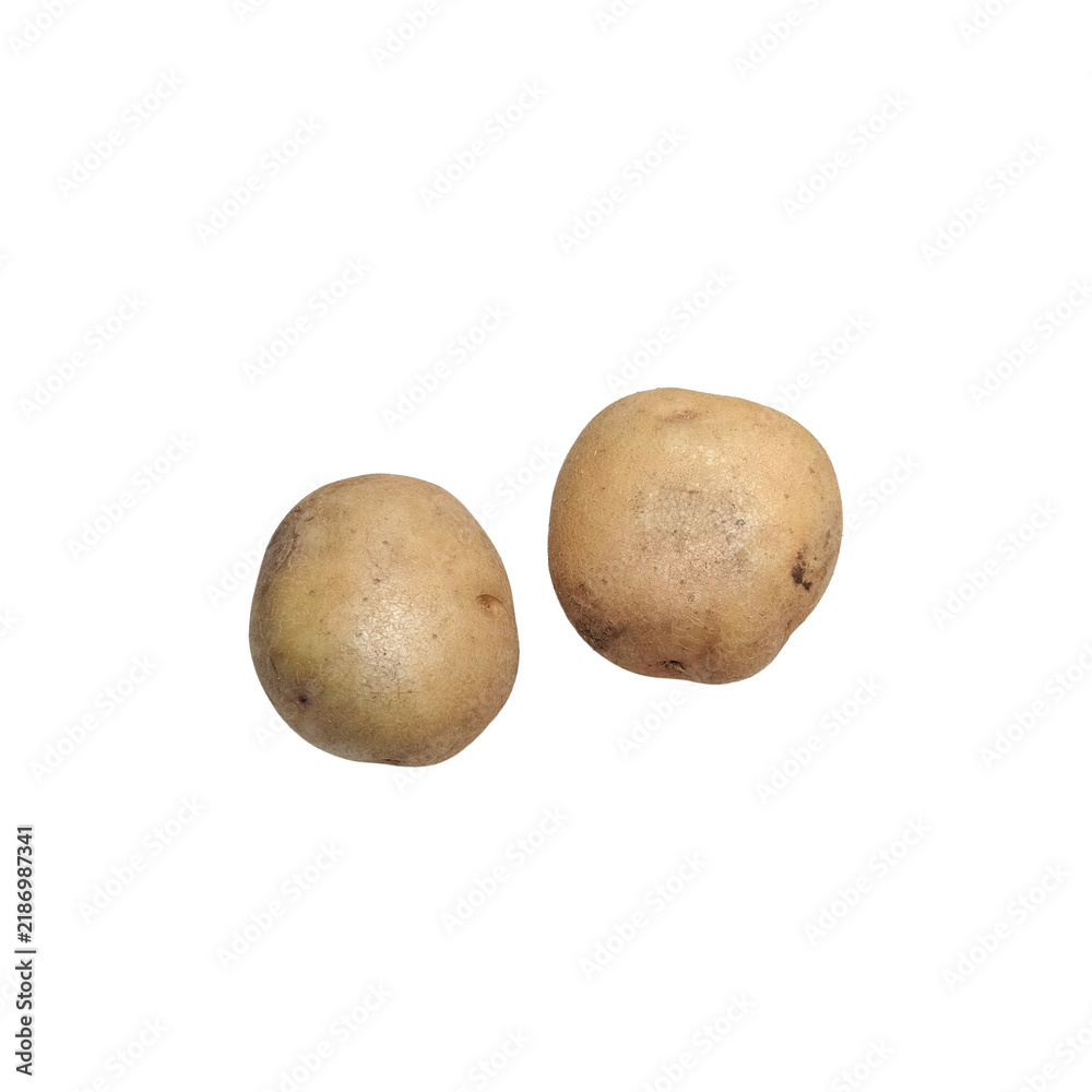 Fototapeta premium Two fresh raw potatoes isolated on transparent background PNG