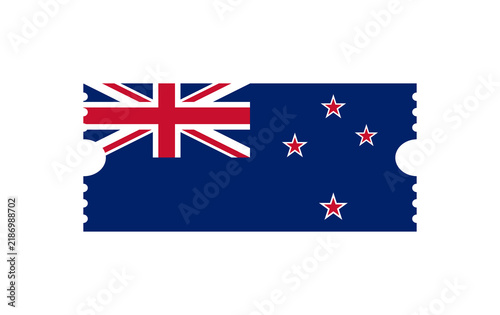 New Zealand Flag Ticket Template with Perforated Edges