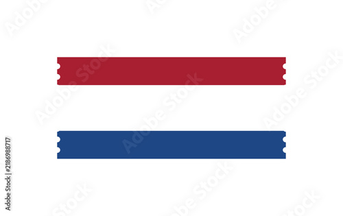Netherlands Flag Ticket Template with Perforated Edges