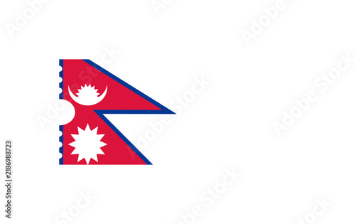 Nepal Flag Ticket Template with Perforated Edges