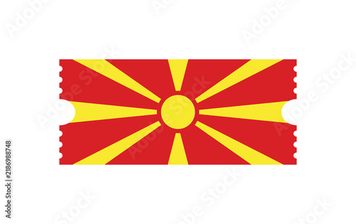 North Macedonia Flag Ticket Template with Perforated Edges