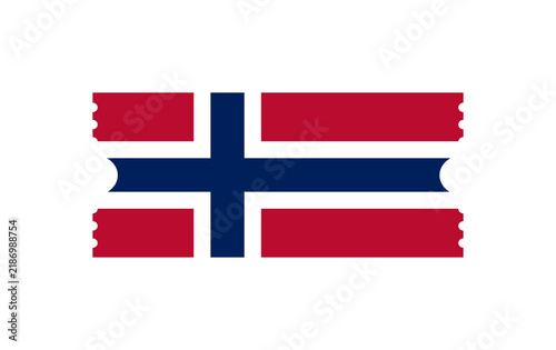 Norway Flag Ticket Template with Perforated Edges
