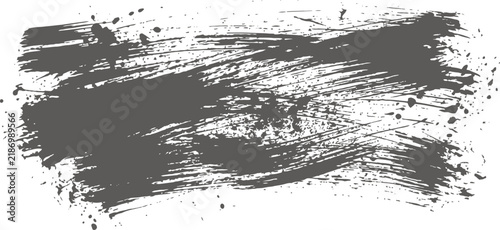 Black grunge paint brush stroke isolated on white background. Flat vector illustration EPS 10.