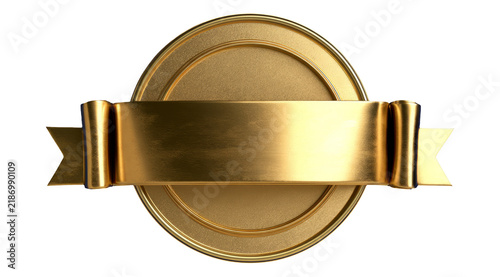 3D Render of Golden Award Medal Emblem