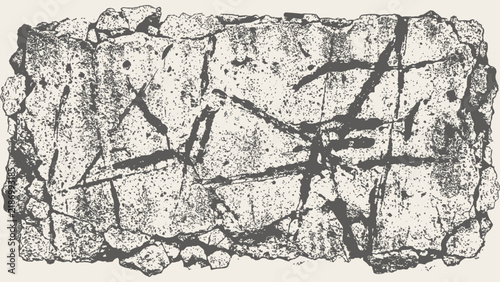 Distressed grunge stone texture banner vector, cracked concrete slab background. Flat vector illustration EPS 10.