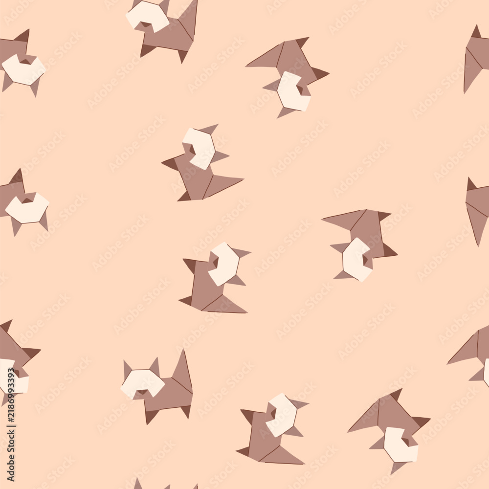 Fototapeta premium pattern frog origami animals cartoon. rabbit elephant, swan butterfly, dog fish frog origami animals sign. seamless vector illustration