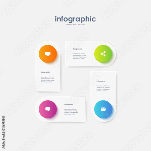 Diagram infographic template with four options business infograph vector illustration.