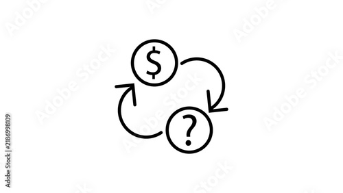 Photography Financial query icon with dollar and question mark symbols circulating for monet