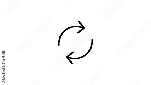 Obraz na płótnie Two black curved arrows forming a circle icon to represent refresh sync and update process