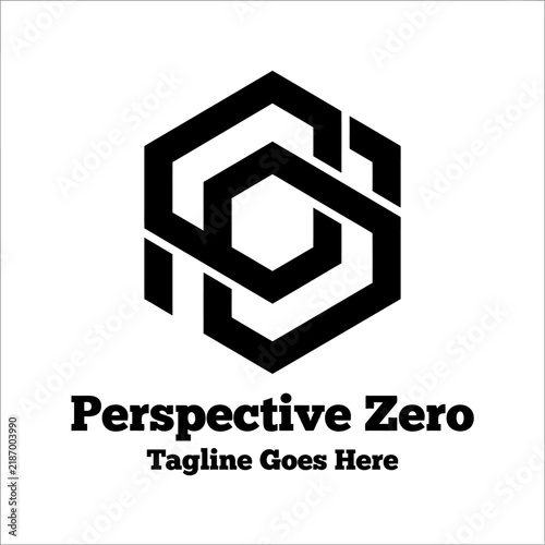 Bold geometric hexagonal logo with interlocking black lines.