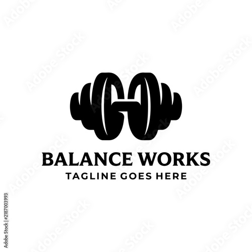 Bold dumbbell logo for fitness and gym branding.