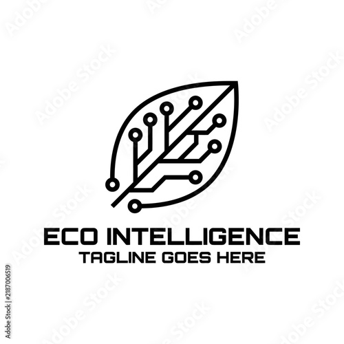 Circuit board leaf logo for green technology.